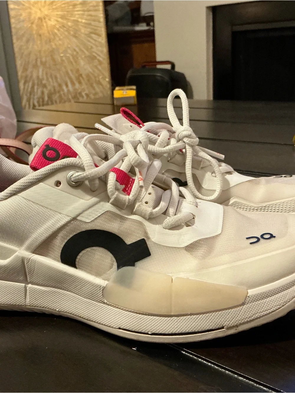 On Running Kids White Sneakers with Pink Tongue Accents